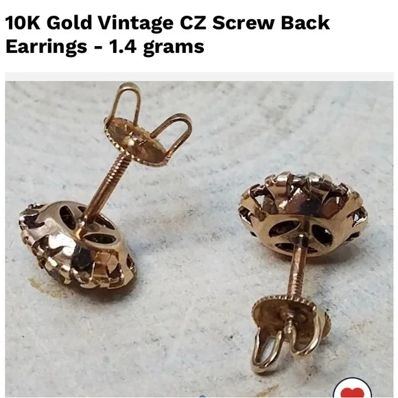 10k Gold Vintage old antique Screw on pierced Earrings posts paste victorian - Picture 3 of 5